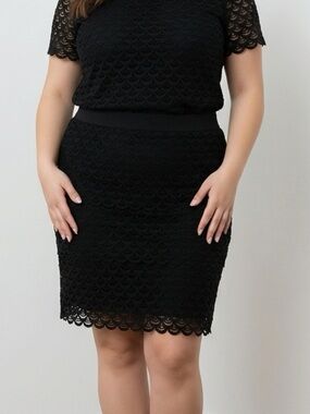 Chic Black Lace Pencil Skirt | Size XL | Black BOHO style